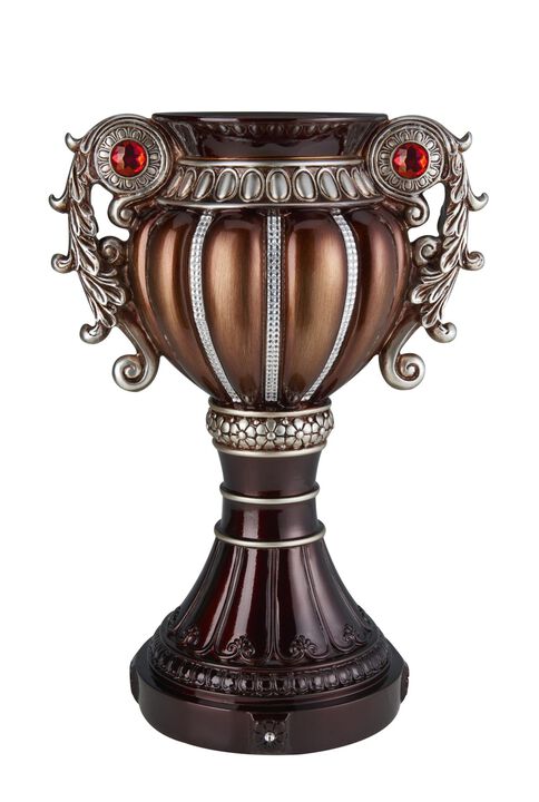 HomeRoots 18" Bronze and Silver Floral Urn Polyresin Table Vase With Stones