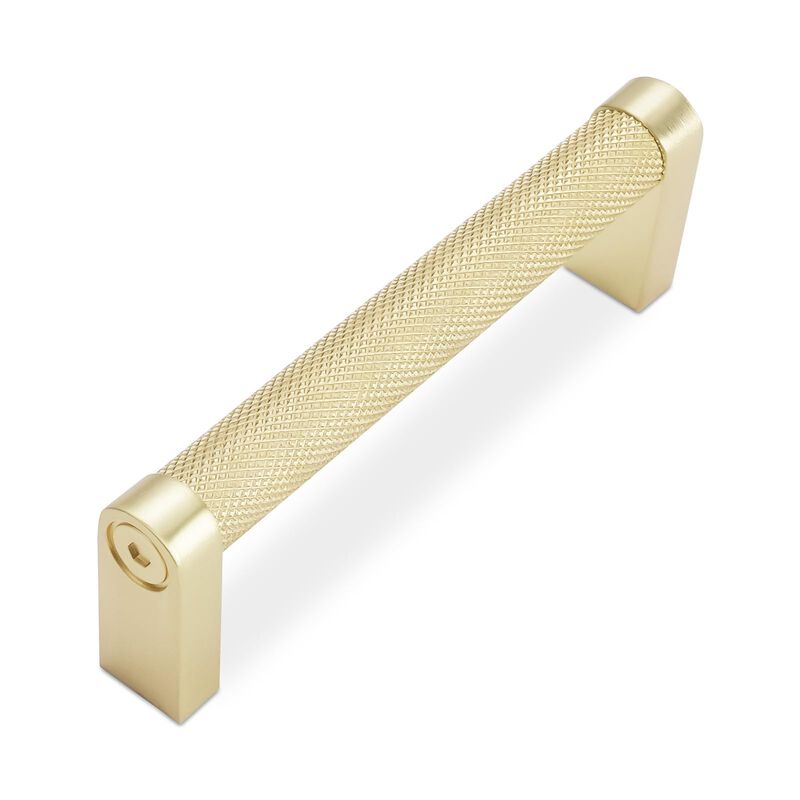 BUKOBYHE 10 Pack 3-3/4 Inch(96mm) Brushed Brass Kitchen Cabinet Handles Knurled Cabinet Pulls Gold Drawer Pulls Cabinet Hardware