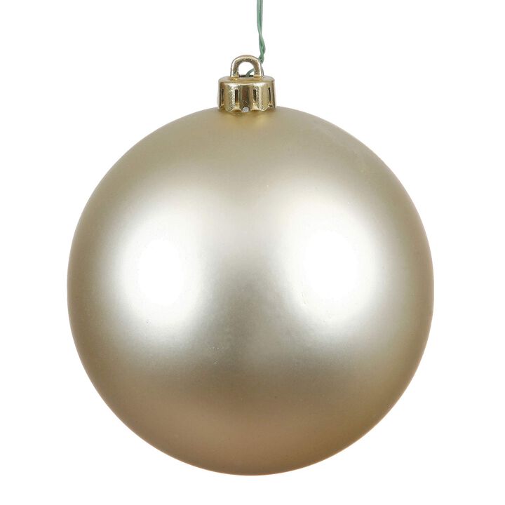 Vickerman 3" Champagne Matte Ball Ornament - Pack of 12 Classic Christmas Ornaments, Shatterproof and UV Resistant Plastic, with String for Hanging