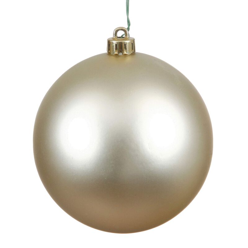 Vickerman 3" Champagne Matte Ball Ornament - Pack of 12 Classic Christmas Ornaments, Shatterproof and UV Resistant Plastic, with String for Hanging image number 0