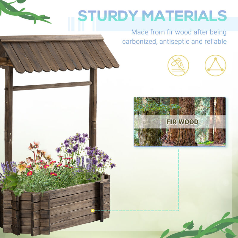 Hivvago Wishing Well Raised Garden Planter for Outdoor Flowers image number 5