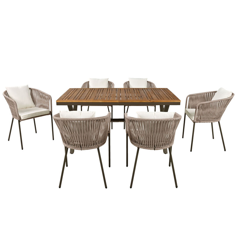 Merax  7 Pieces Outdoor Patio Dining Set