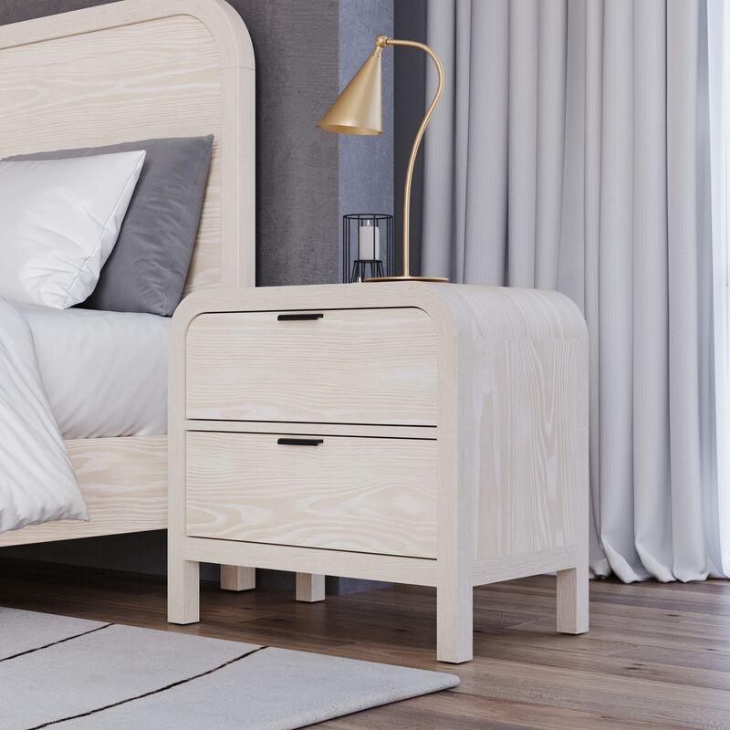 Drake Two Drawer USB-Charging Nightstand in Sugar