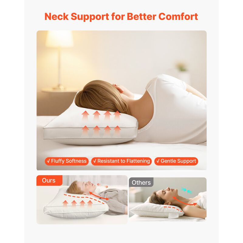 Soft Fluffy Bed Pillows Set of 2 Down Alternative Support for Back Side and Stomach Sleepers image number 5
