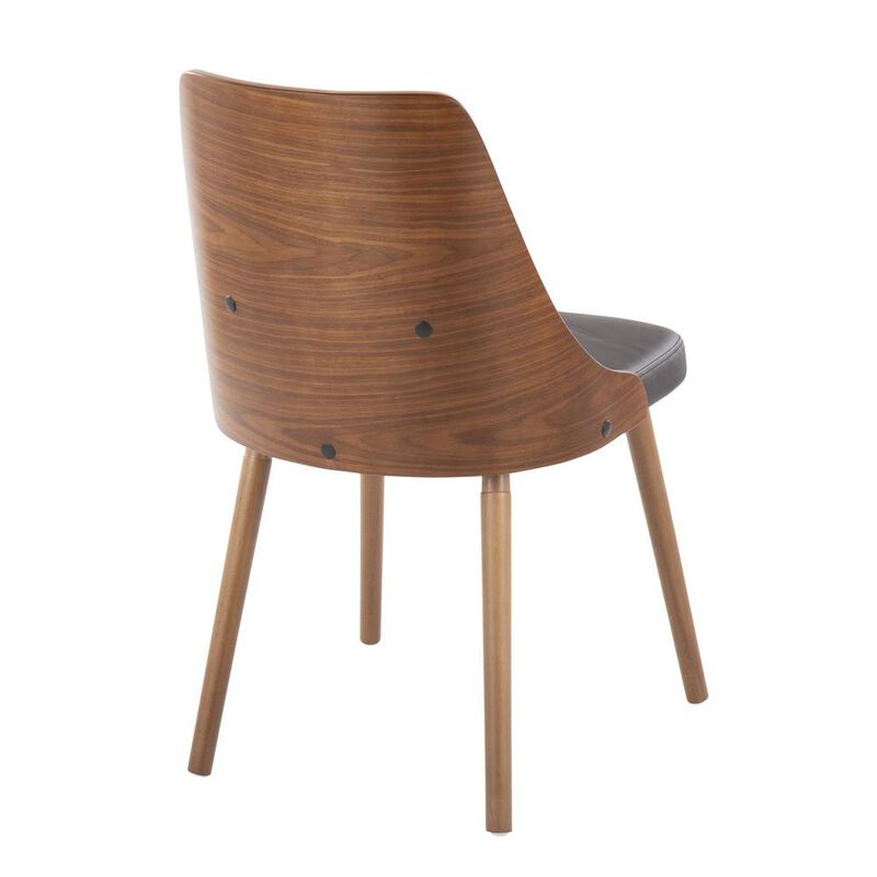 LumiSource Walnut Wood, Brown PU Anabelle Chair (Set of 2)