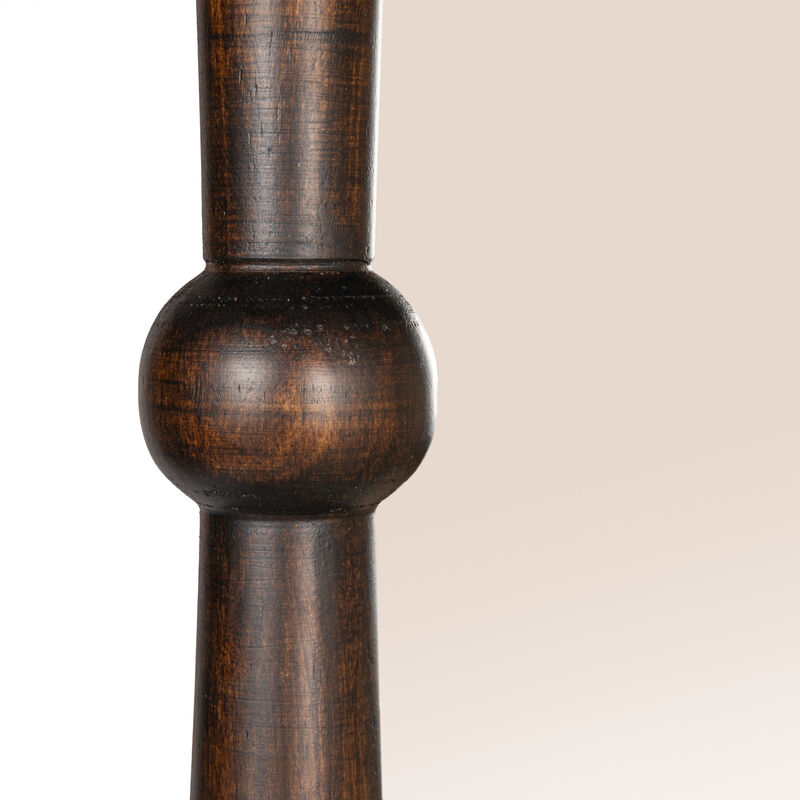 Modern Walnut Finish Mango Wood Wall Mirror image number 5