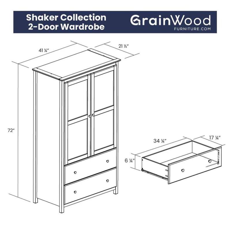 Hivvago Brown Espresso Solid Wood Bedroom Armoire Wardrobe Cabinet with Hanging Bar