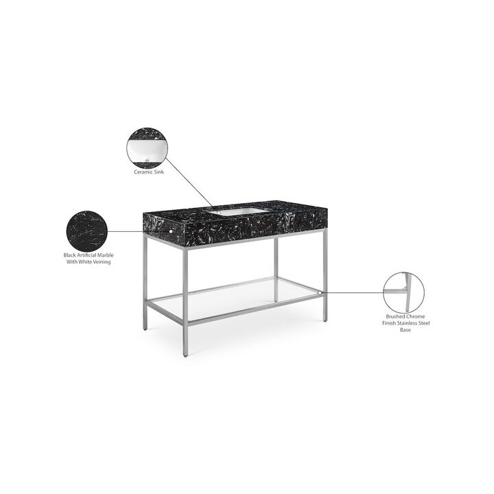 Meridian Furniture Marmo Black Engineered Marble Bathroom Vanity