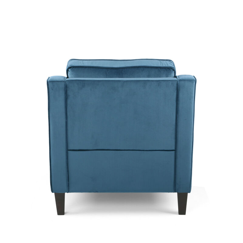 HomeRoots 31" Blue And Black Velvet And Wood Club Chair image number 3
