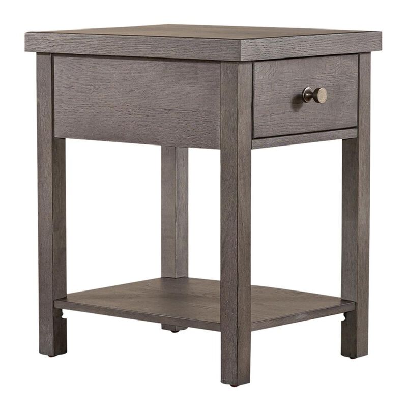 Liberty Furniture Modern Farmhouse Drawer Chair Side Table in Dusty w/ Heavy Distressing image number 0