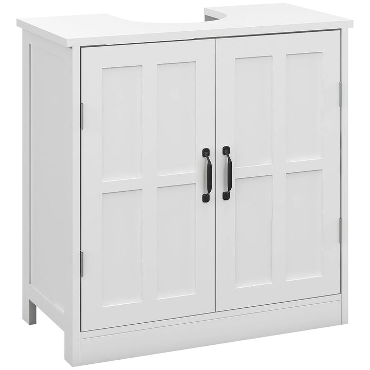 White Bathroom Storage: Pedestal Sink Cabinet with Adjustable Shelf