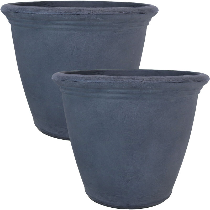 Sunnydaze 20 in Anjelica Dual-Wall Polyresin Planter - Slate