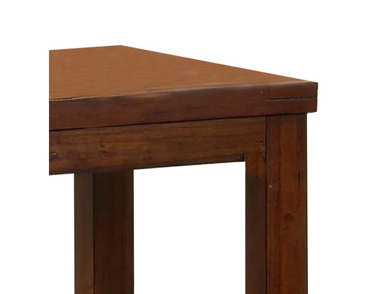 Square Shaped End Table with Open Bottom Shelf, Dark Cherry - Benzara