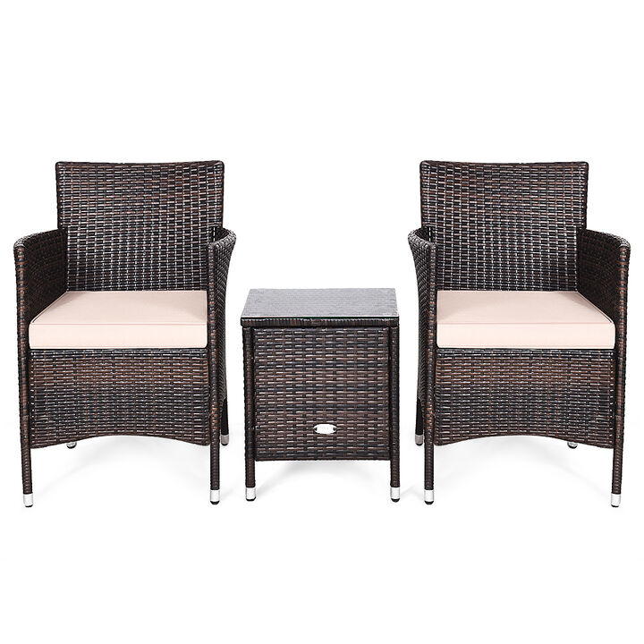 3 Pcs Outdoor Rattan Wicker Furniture Set