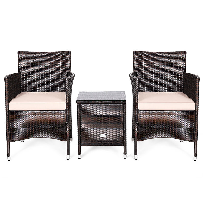 3 Pcs Outdoor Rattan Wicker Furniture Set