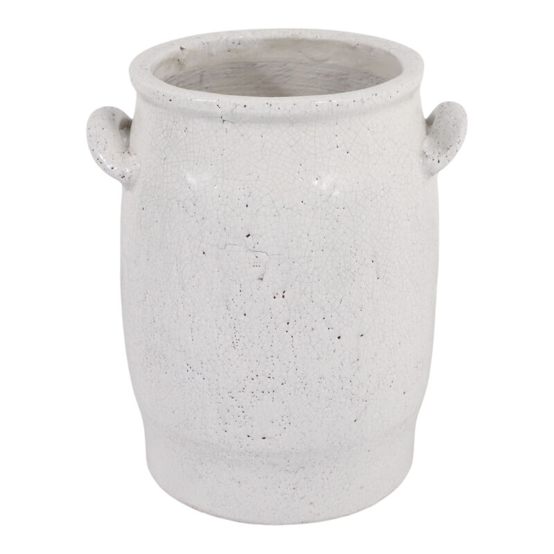 12x10" Crackle Finish Vase, White image number 4