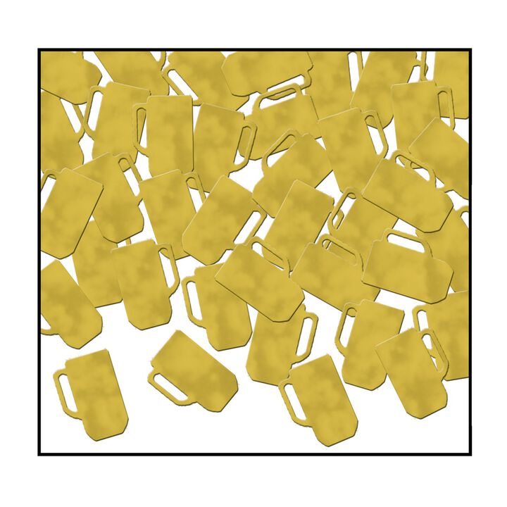 Club Pack of 12 Gold Fanci Fetti Beer Mug Celebration Confetti Bags 1 oz.