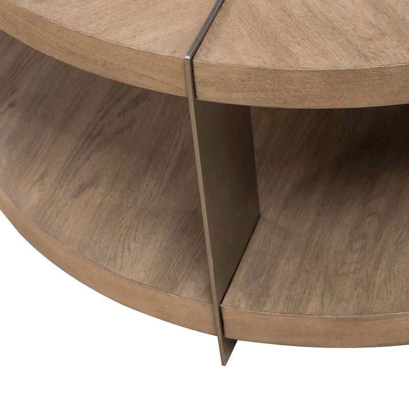 Liberty Furniture Harlow Living Room Round Cocktail Table  - Sandstone & Satin Nickel image number 4