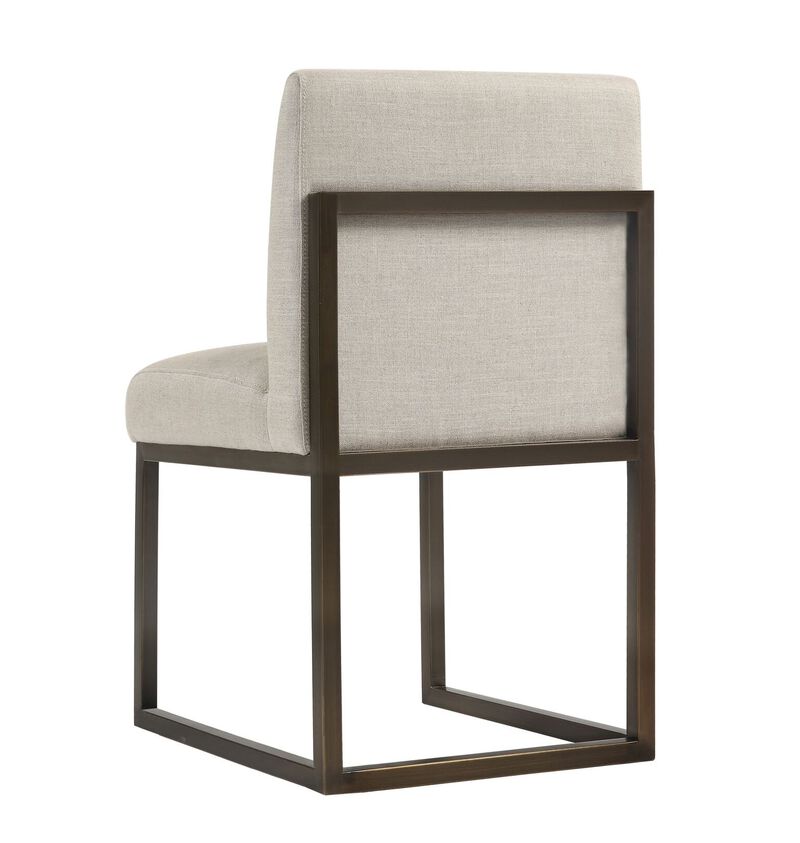 Casafoyer Haute Beige Linen Chair in Brass image number 2