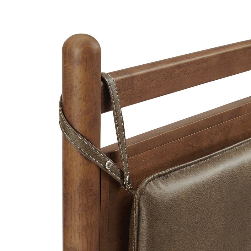 Leni Queen Size Vegan Leather and Wood Platform Bed Frame image number 6