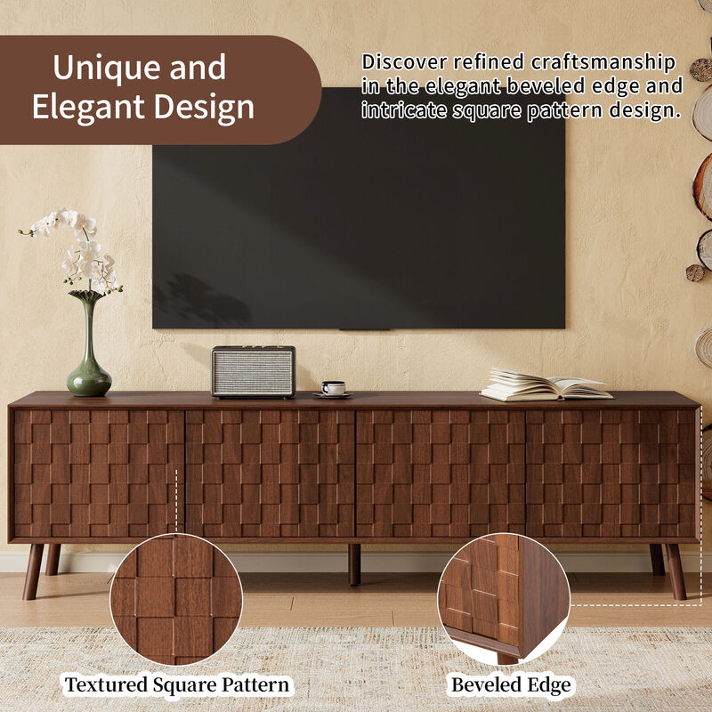 Merax Entertainment Center with Touch-Open Cabinets, Cable Management, Solid Wood Base image number 4