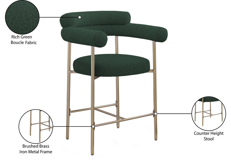 Meridian Furniture Blake Boucle Fabric Counter Stool, Set of 2