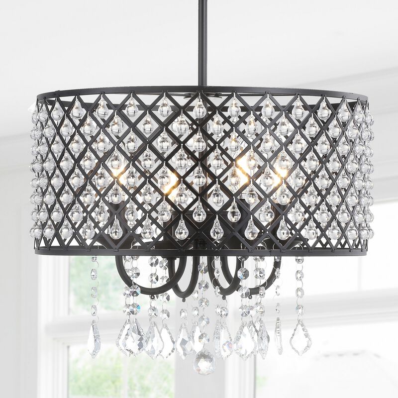 Gigi Metal/Crystal Adjustable LED Drop Chandelier