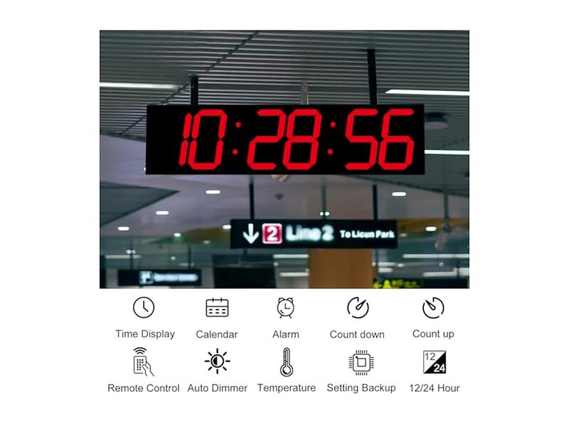 Double Sided Digital Multifunctional LED Wall Clock 5 Inch Red Home Decor image number 3