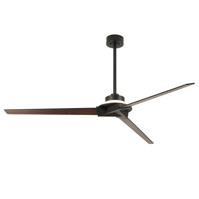 70" Modern Black Reversible Dimmable Large Ceiling Fan with Light and Remote image number 0