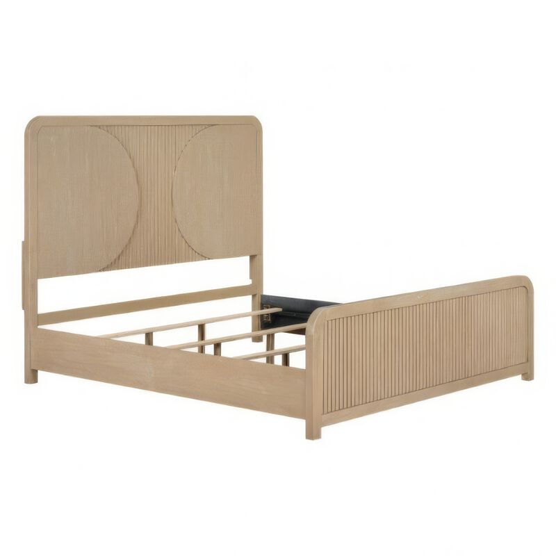 Queen Bedroom Set, Natural Brown Wood, 2 Piece Set with Nightstand image number 4