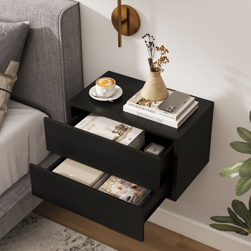 Wall-Mounted Floating Nightstand with 2 Storage Drawers for Bedroom image number 4