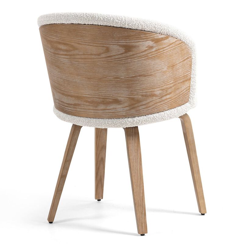 Glamour Home Set of 2 Beryl White Washed Boucle Fabric Dining Chair with Natural Wood Legs