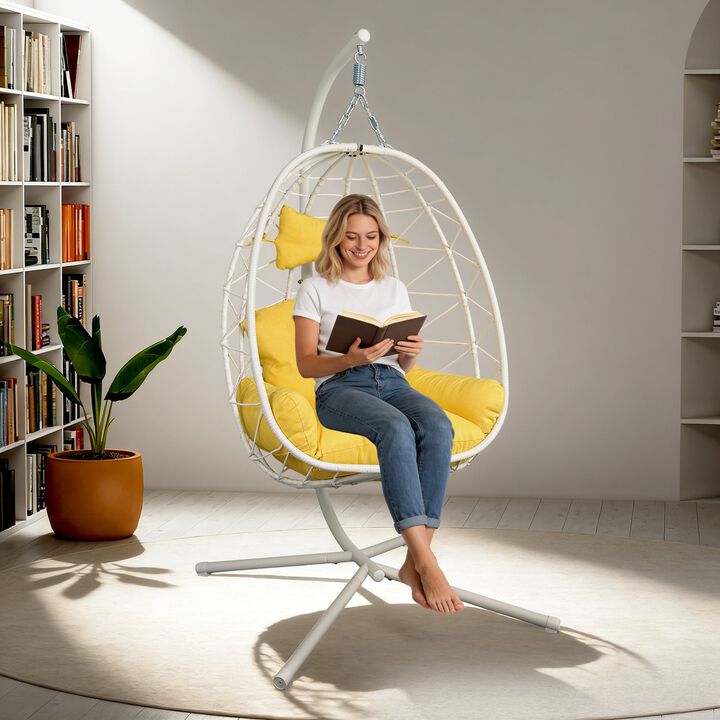 Hivvago Wicker Hanging Egg Chair with Stand