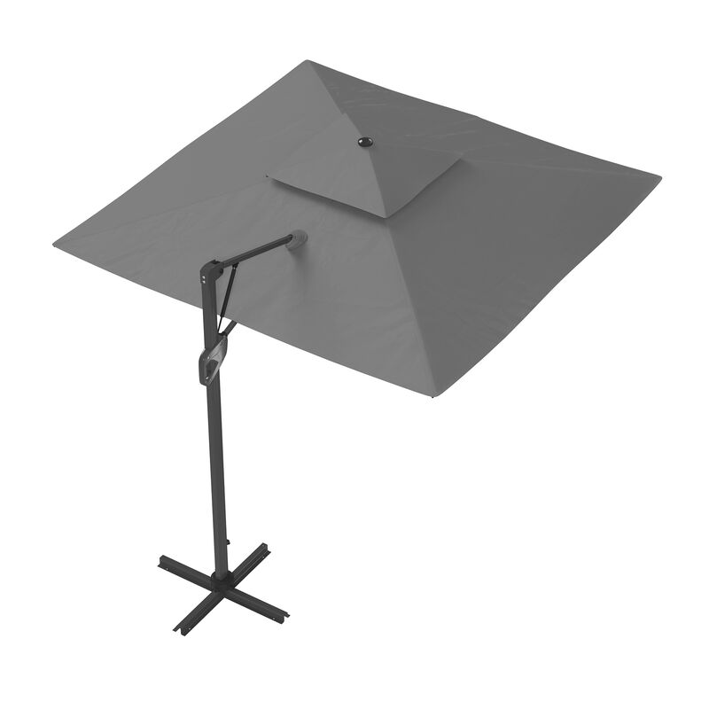 MONDAWE 10ft Square Solar LED Offset Cantilever Outdoor Patio Umbrella with Built-in Bluetooth Speaker