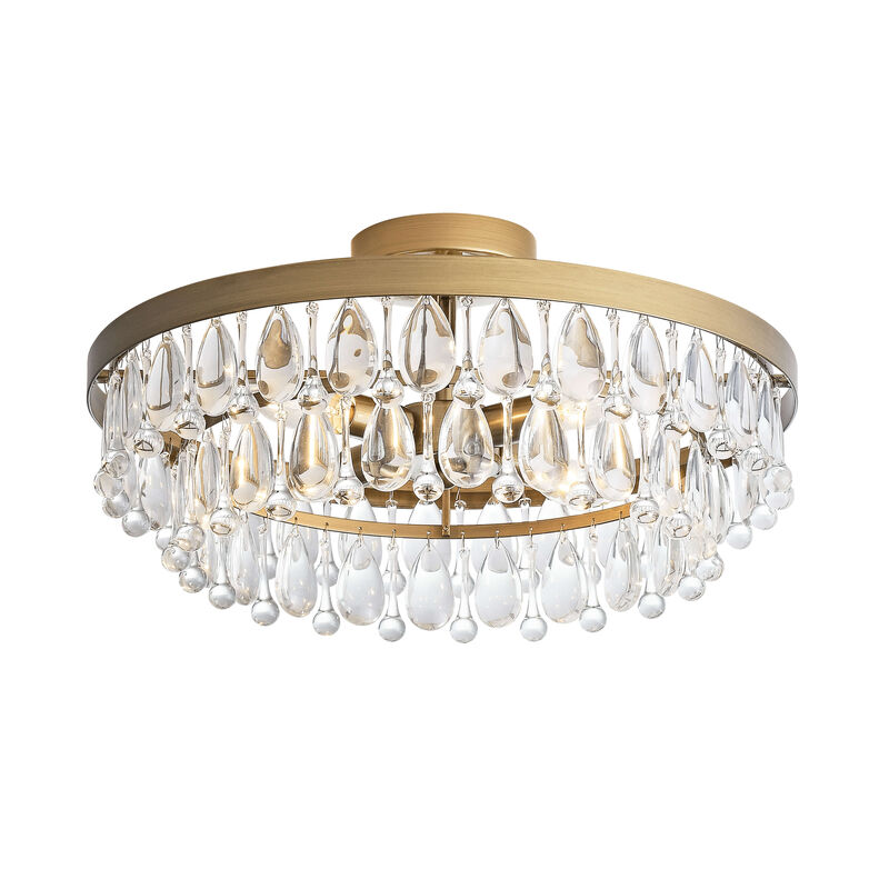 Charlotte 4-light Crystal Teardrop Round Flush Mount image number 0