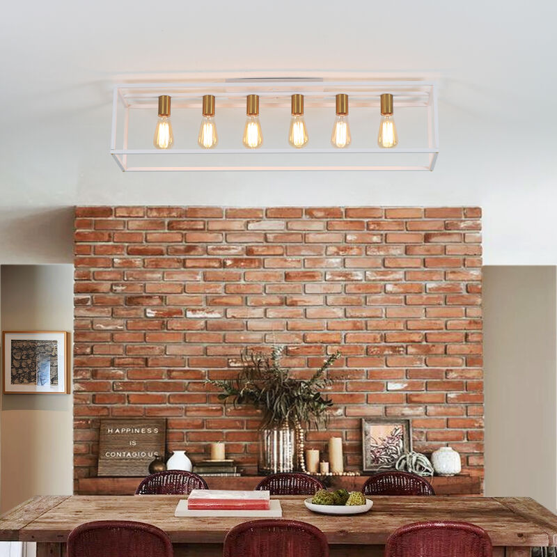 6 Lights Farmhouse Flush Mount Light for Low Ceiling Kitchen Island Style image number 3