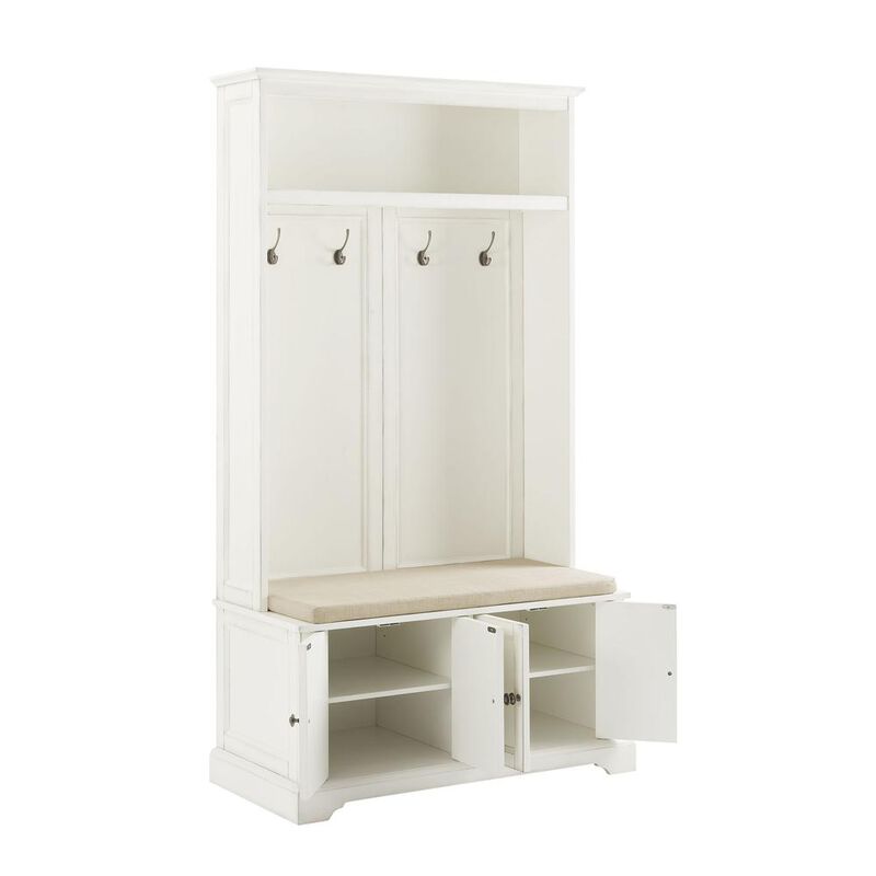 Crosley Furniture Holbrook Hall Tree Distressed White/Oatmeal