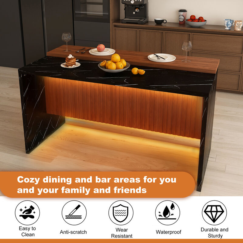 Sikwar Modern Marble-Look Surface Kitchen Island image number 2