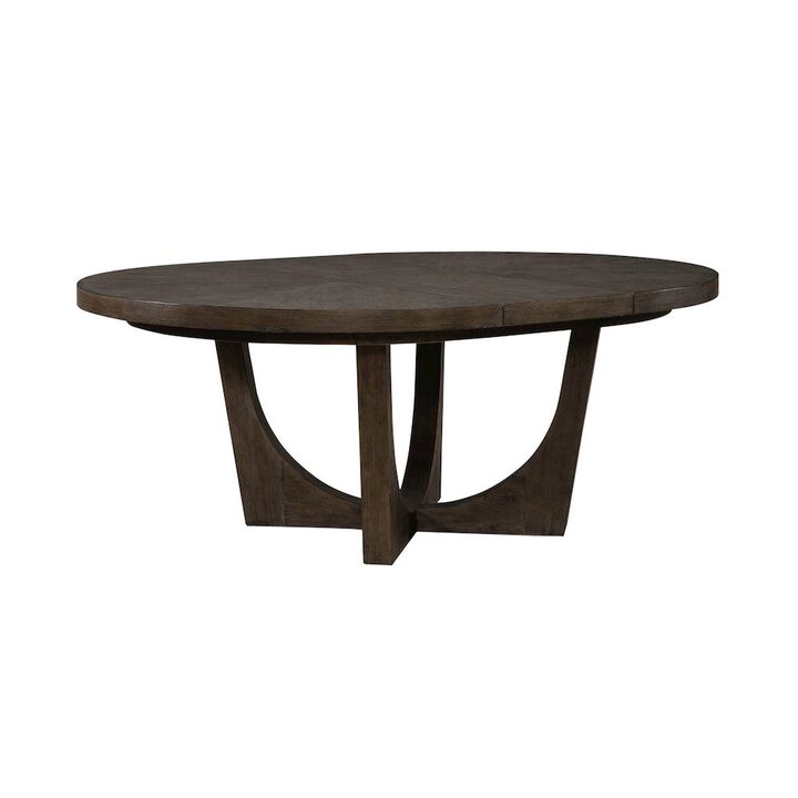 Liberty Furniture Cascade Pedestal Table for Dining Room with Removable Leaf - Satin Espresso Oak