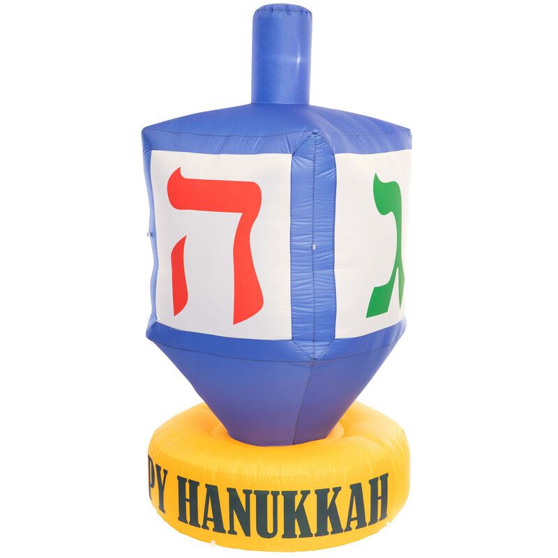 Giant Hanukkah Inflatable Dreidel - Yard Decor with Built-in Bulbs, Tie-Down Points, and Powerful Built in Fan