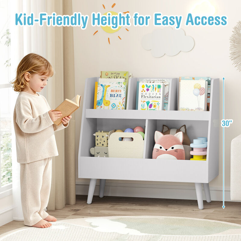 5-Cube Wooden Kids Bookshelf and Toy Organizer with Anti-Tipping Safety Hardware image number 4