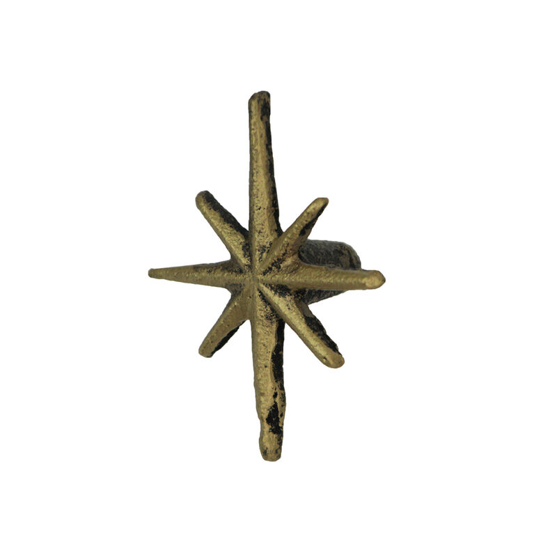 Set of 6 Antique Finish Mid Century Modern Starburst Cast Iron Drawer Pulls Cabinet Knobs Gold