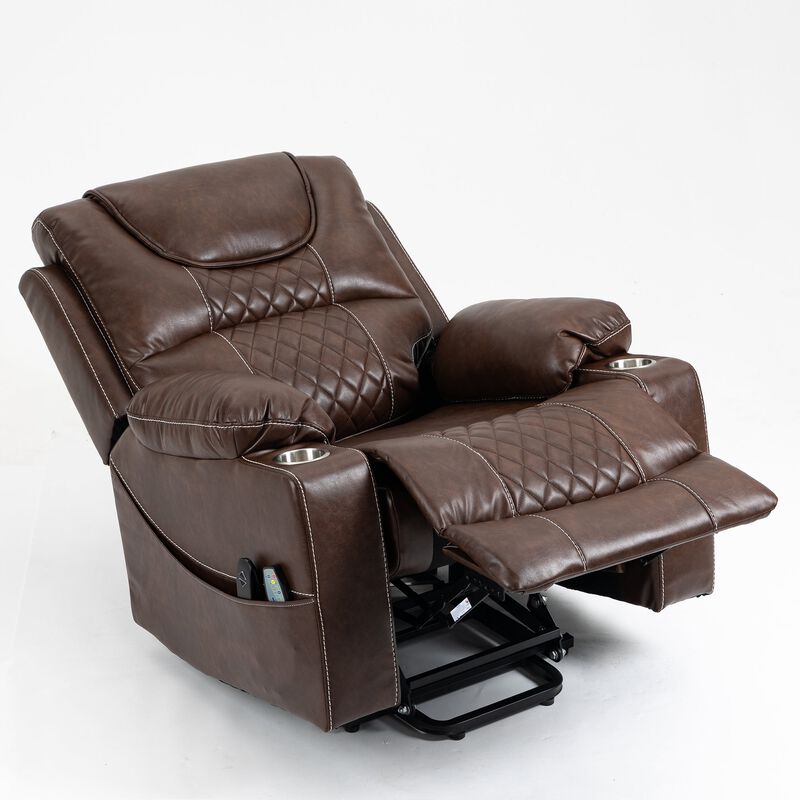 Velvet Recliner Chair with 2 Cup Holder, Lounge Chair Power Lift Chair Relax Sofa Chair image number 3