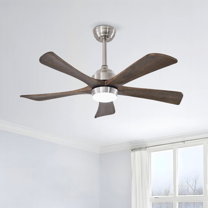 ELEMENT ACE 42 Inch Solid Wood Blades Ceiling Fan with Integrated Lights and Remote Control, Quiet DC Motor 6 Speed Levels for Living Room Bedroom Office Indoor Use