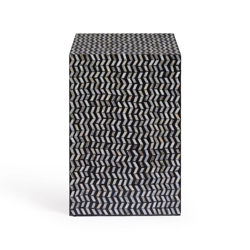 Tov Furniture Derry Black Mother of Pearl Nightstand image number 4