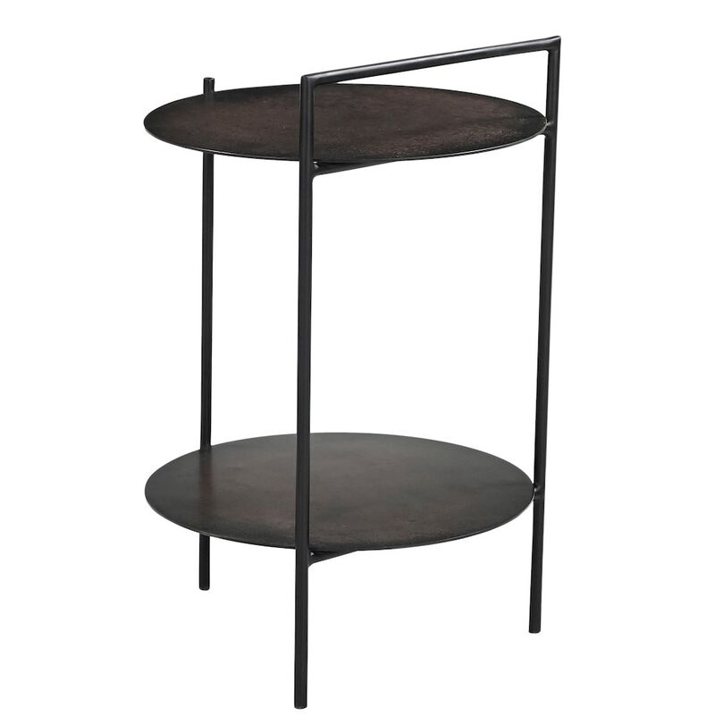 Benji Iron Side Table in Dark Copper Toned Iron