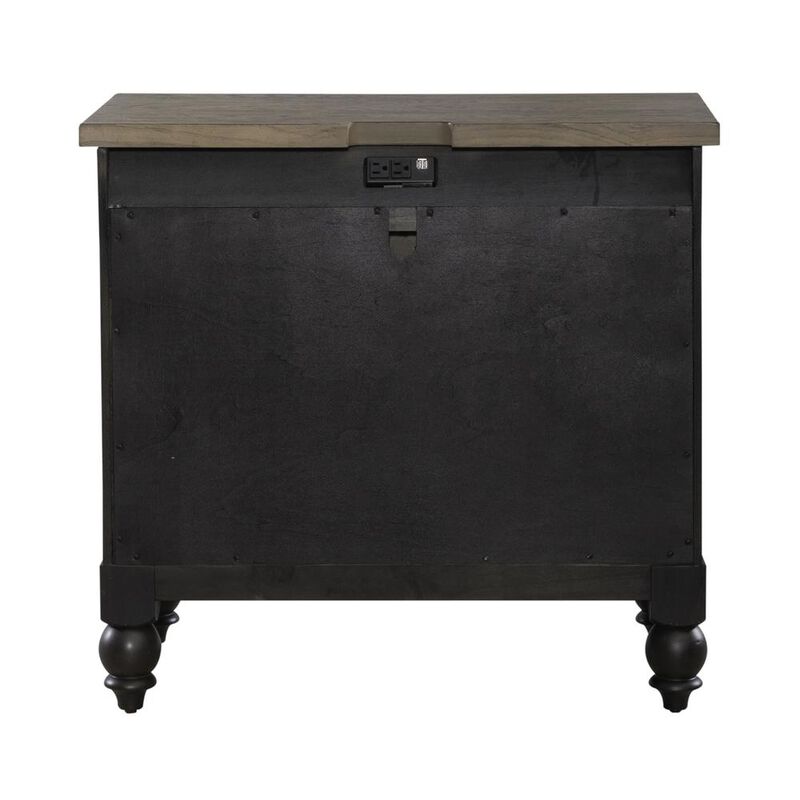 Liberty Furniture Bedside Chest w/ Charging Station - Black Traditional in Dusty Taupe 3 Drawers image number 5