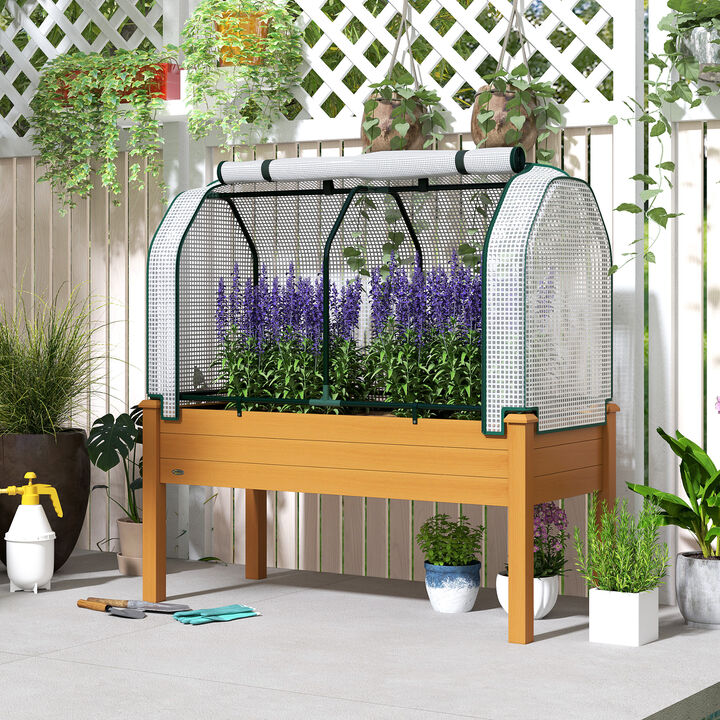 Hivvago Outdoor Raised Garden Bed with Greenhouse Cover Planter