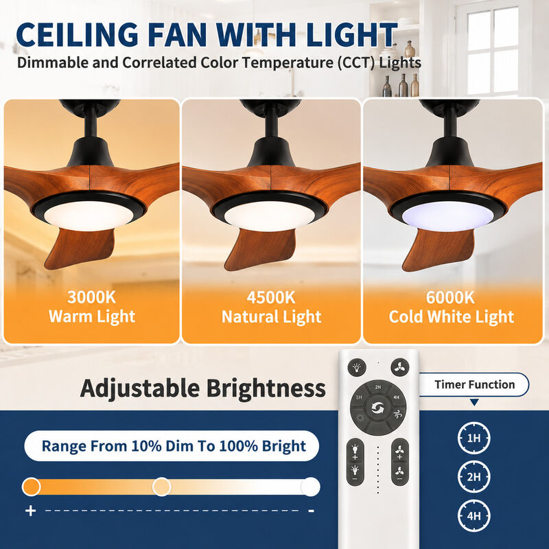 ENLIGHT 56" Smart DC Ceiling Fan with Light, IP66 Outdoor/Coastal Rated, Matter Smart Home Integration, 3 Blades image number 7