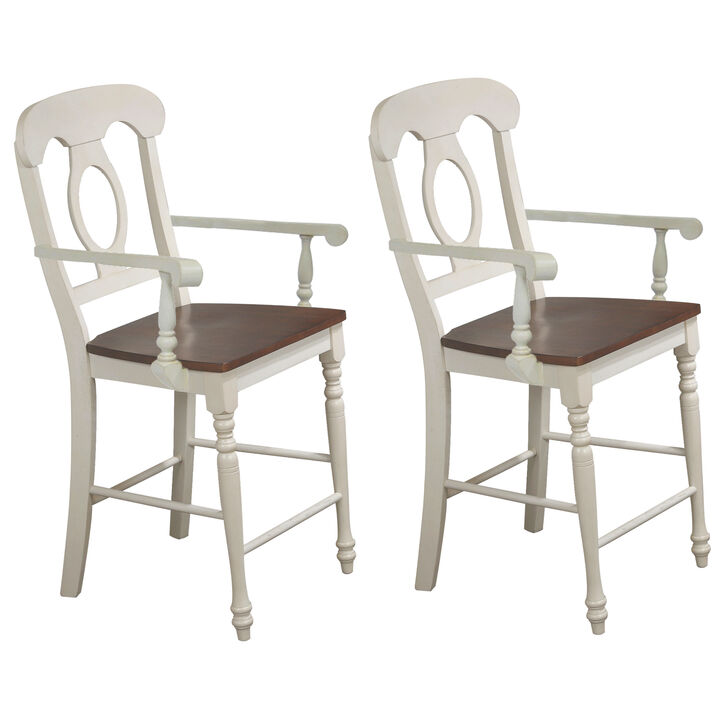 Andrews Bravo 42.5 in. High Back 24 in. Bar Stool with Solid Wood Seat (Set of 2)